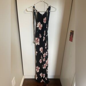 Sadie and Sage M Floral Black Jumpsuit Racerback Linen